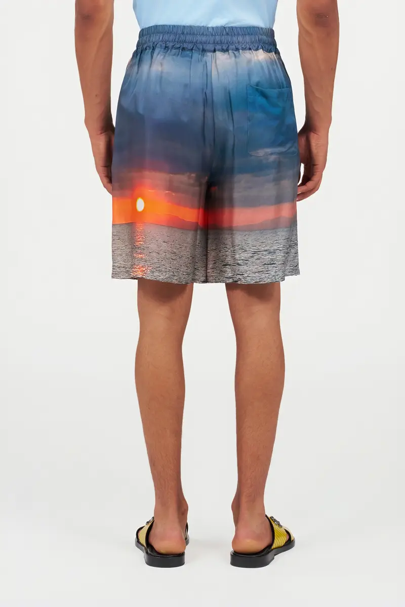 Roberto Cavalli Silk Shorts With Sunset Print | Thumbnail 3 Roberto Cavalli Silk Shorts With Sunset Print | Thumbnail 3