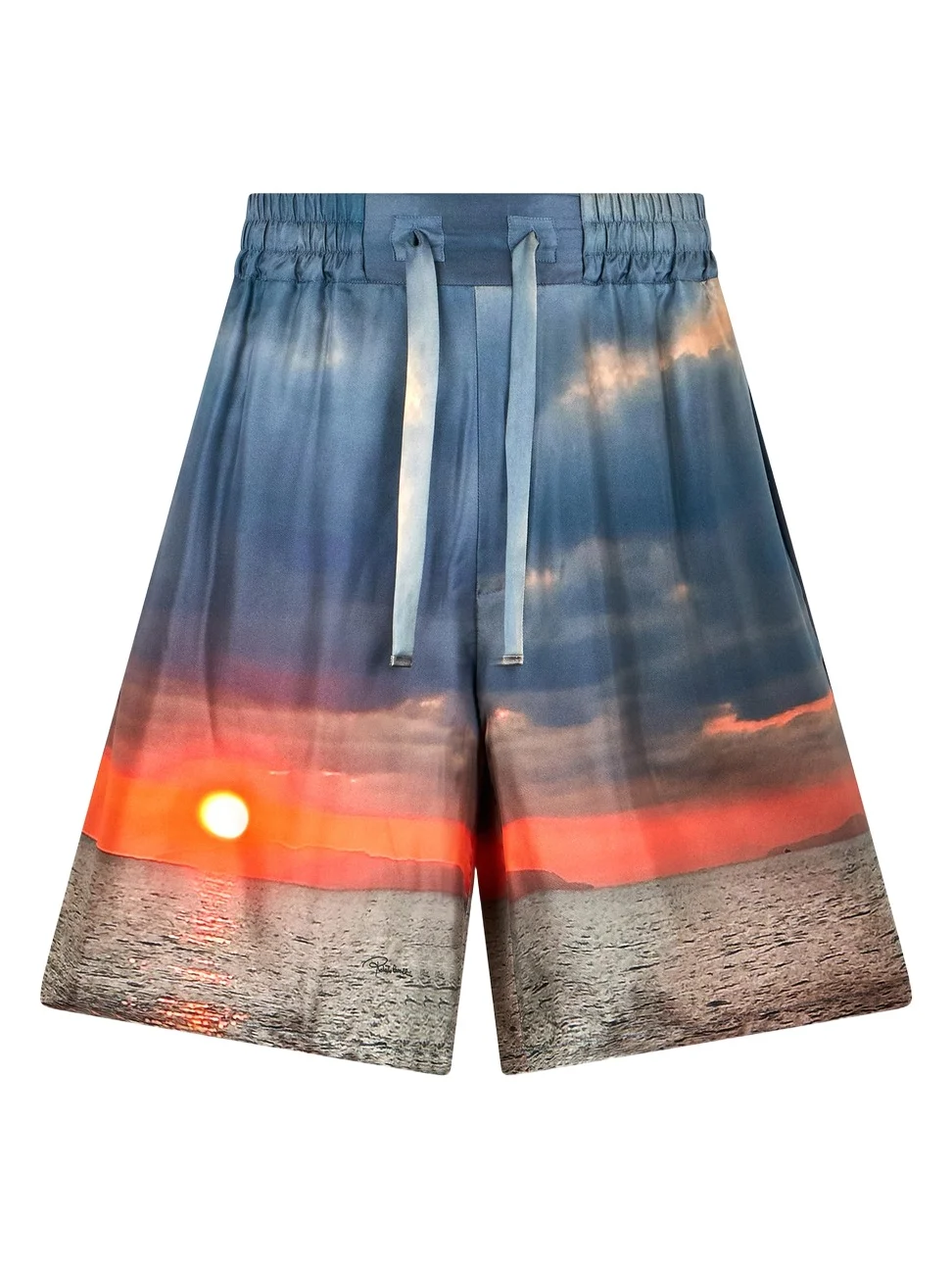 Roberto Cavalli Silk Shorts With Sunset Print