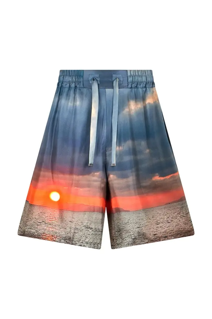 Roberto Cavalli Silk Shorts With Sunset Print | Image 1 Roberto Cavalli Silk Shorts With Sunset Print | Image 1