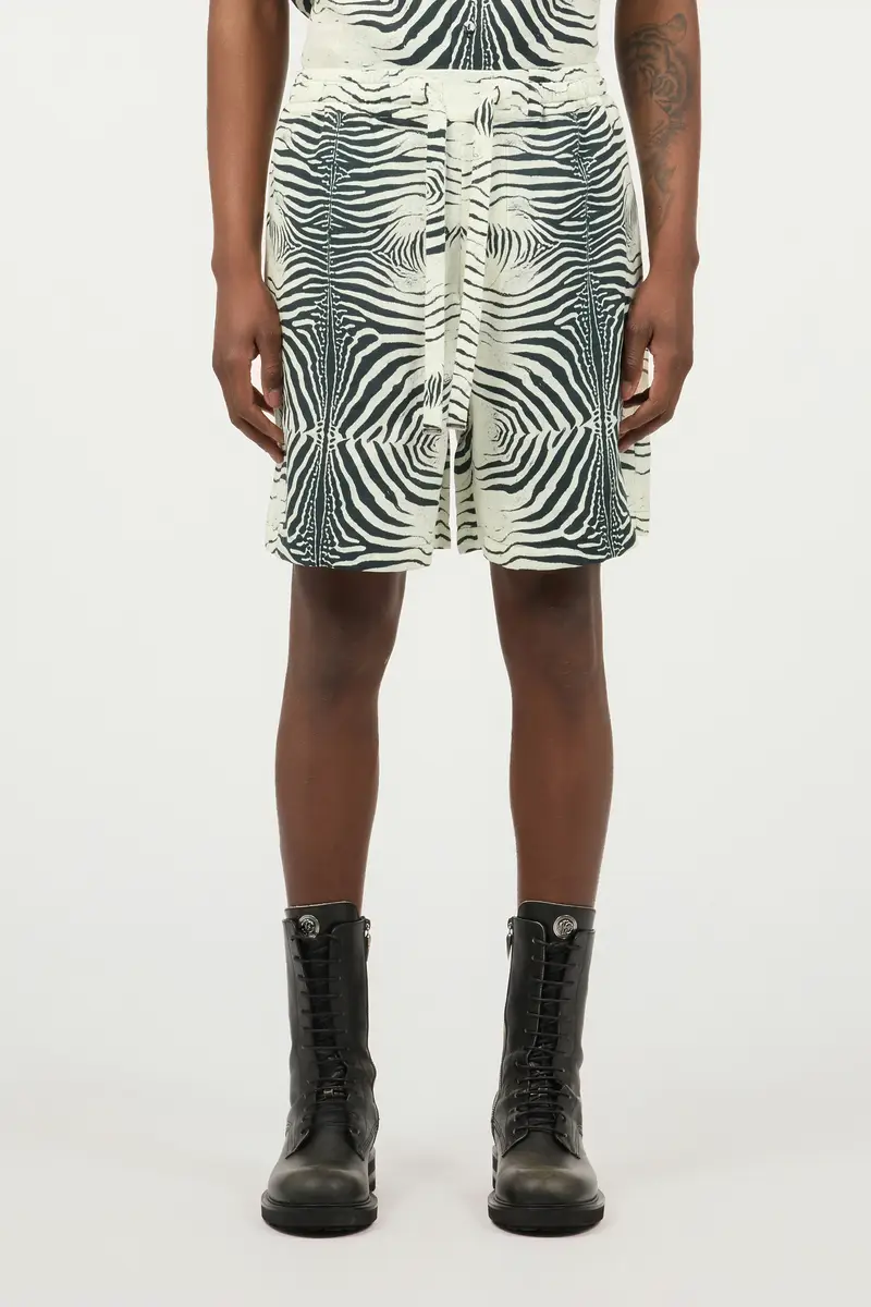 Roberto Cavalli Linen Bermuda Shorts With Mini Zebra Print | Thumbnail 2
