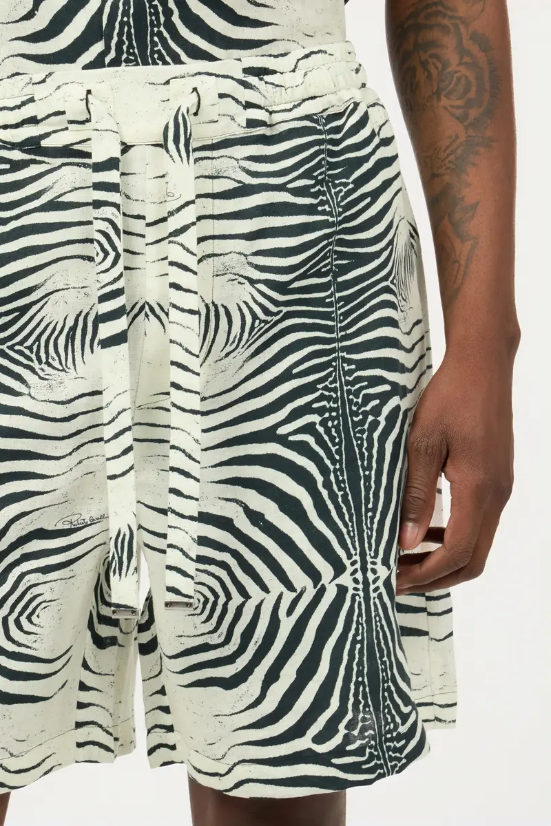 Roberto Cavalli Linen Bermuda Shorts With Mini Zebra Print | Thumbnail 5