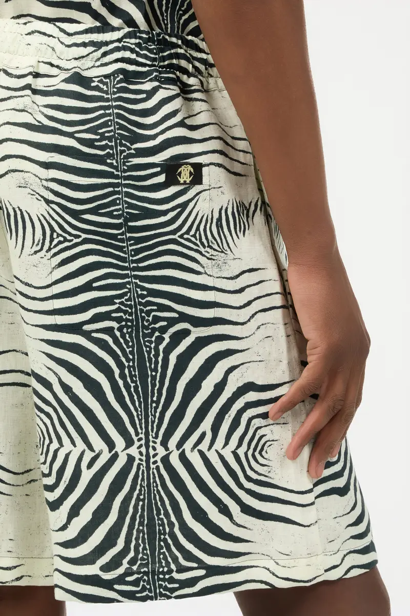 Roberto Cavalli Linen Bermuda Shorts With Mini Zebra Print | Thumbnail 6