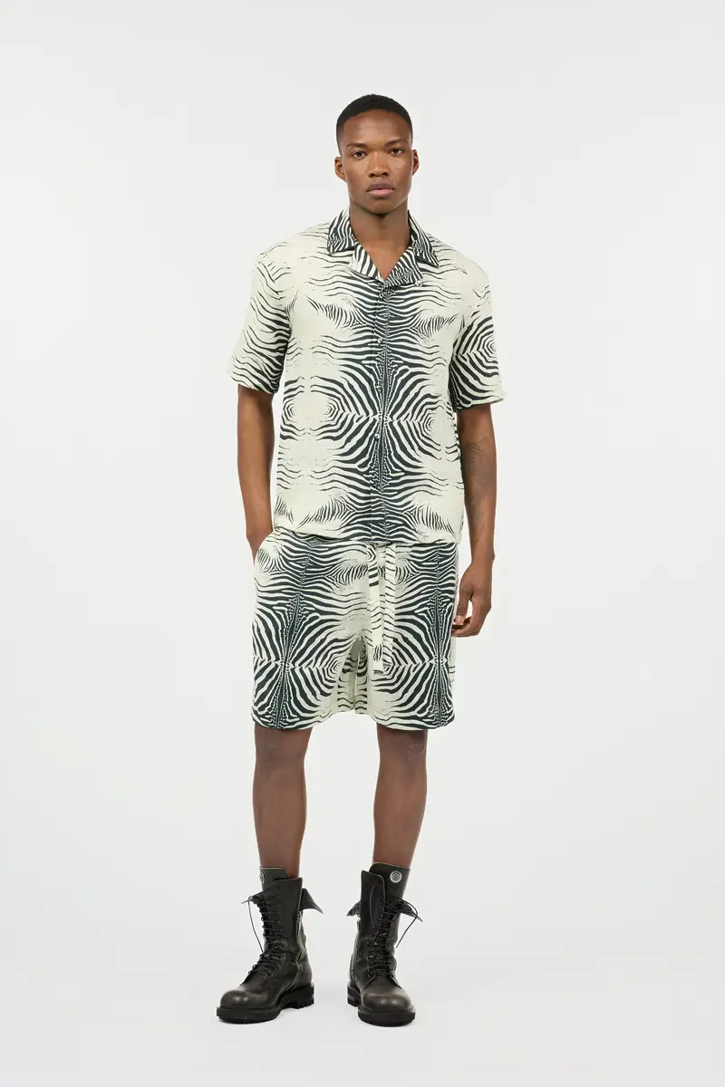 Roberto Cavalli Linen Bermuda Shorts With Mini Zebra Print | Thumbnail 7