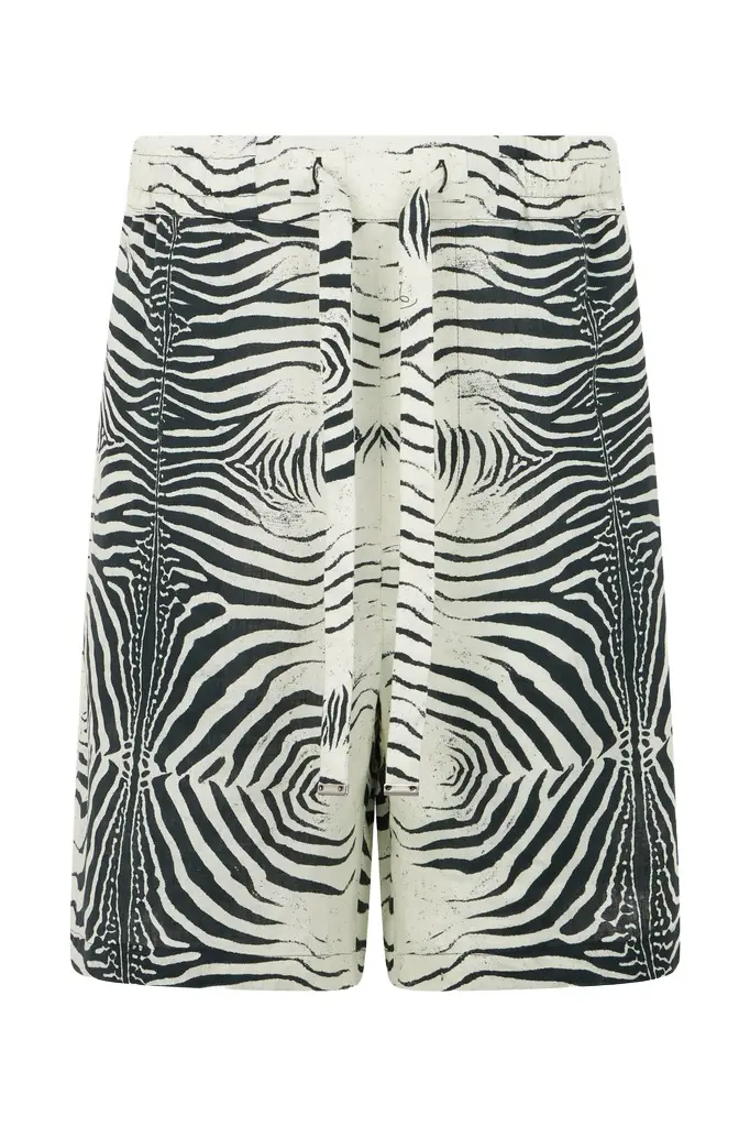 Roberto Cavalli Linen Bermuda Shorts With Mini Zebra Print