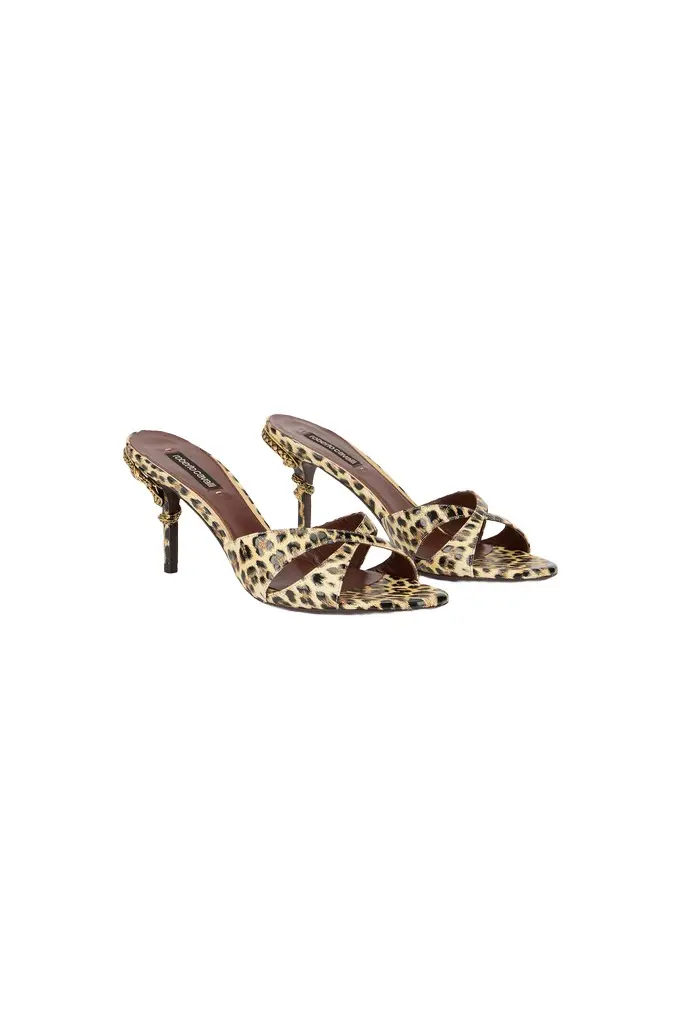 Roberto Cavalli Leather Sandals with Leopard Print | Image 1 Roberto Cavalli Leather Sandals with Leopard Print | Image 1