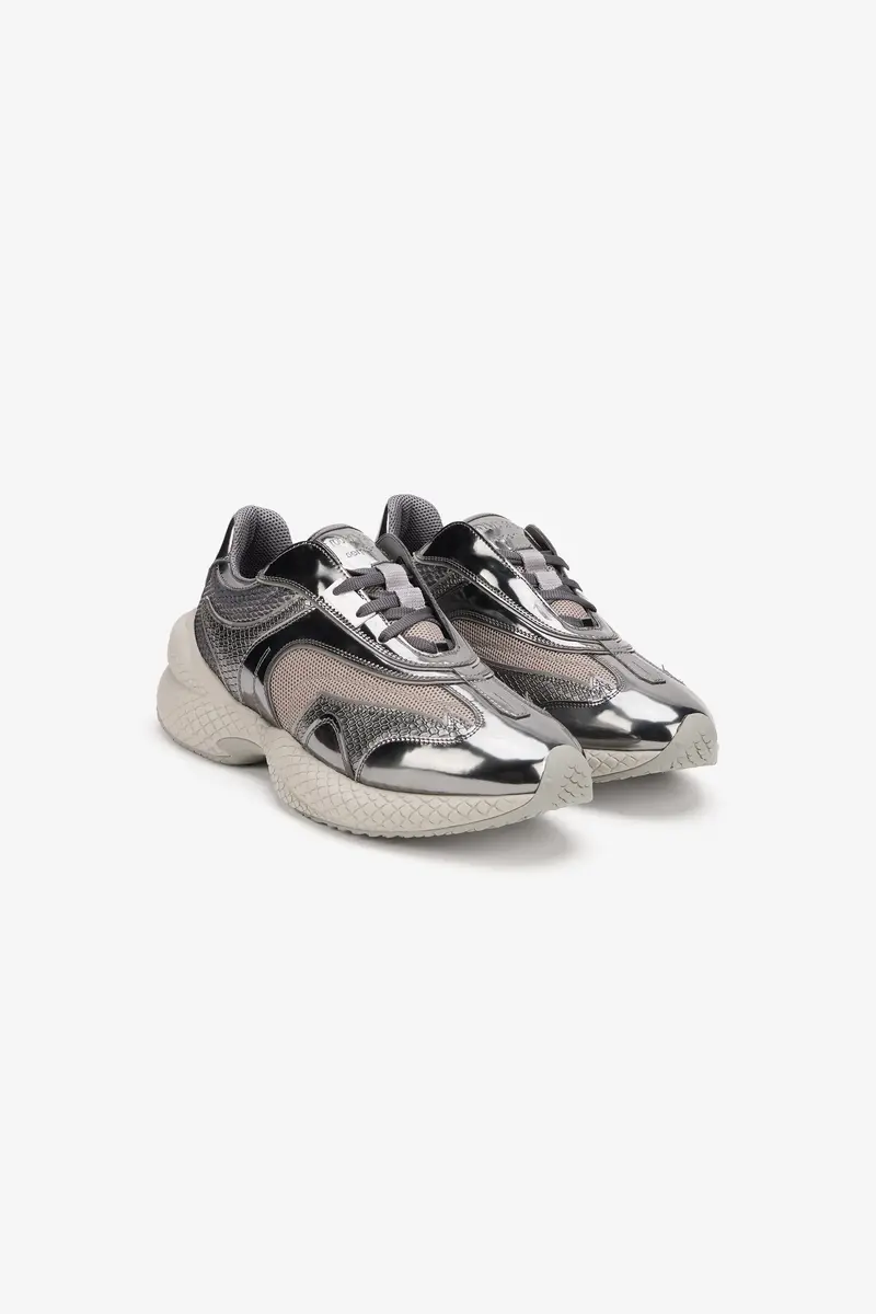 Roberto Cavalli Silver Leather Chunky Sneaker | Thumbnail 2 Roberto Cavalli Silver Leather Chunky Sneaker | Thumbnail 2