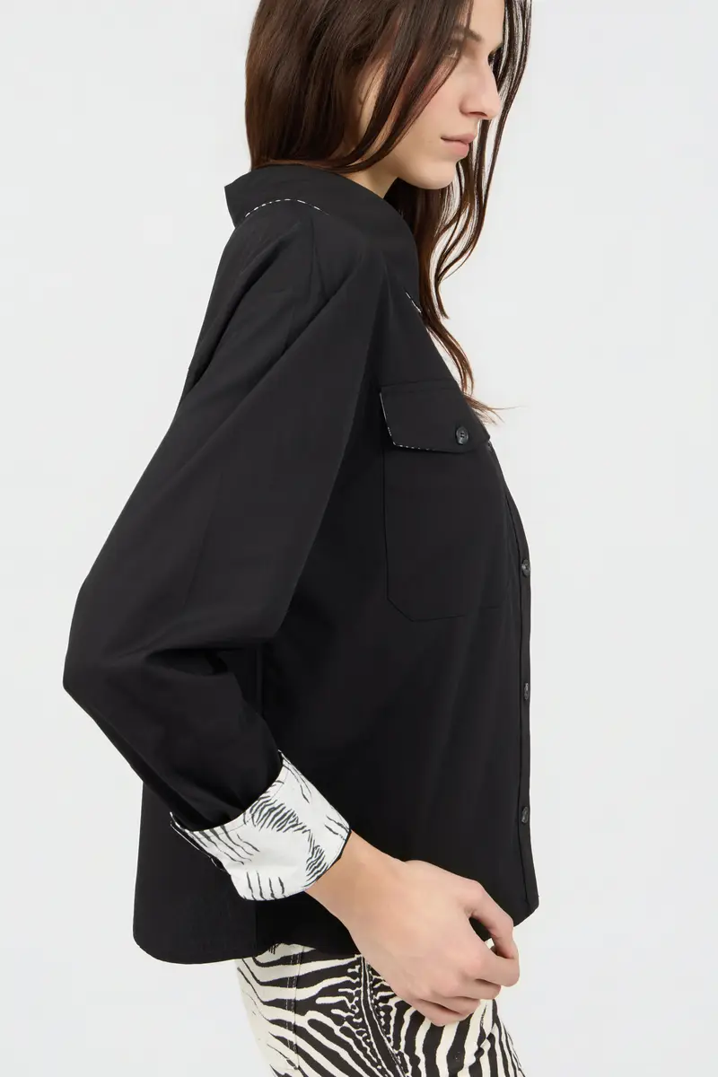 Roberto Cavalli Black Shirt With Contrast Stitching | Thumbnail 4 Roberto Cavalli Black Shirt With Contrast Stitching | Thumbnail 4