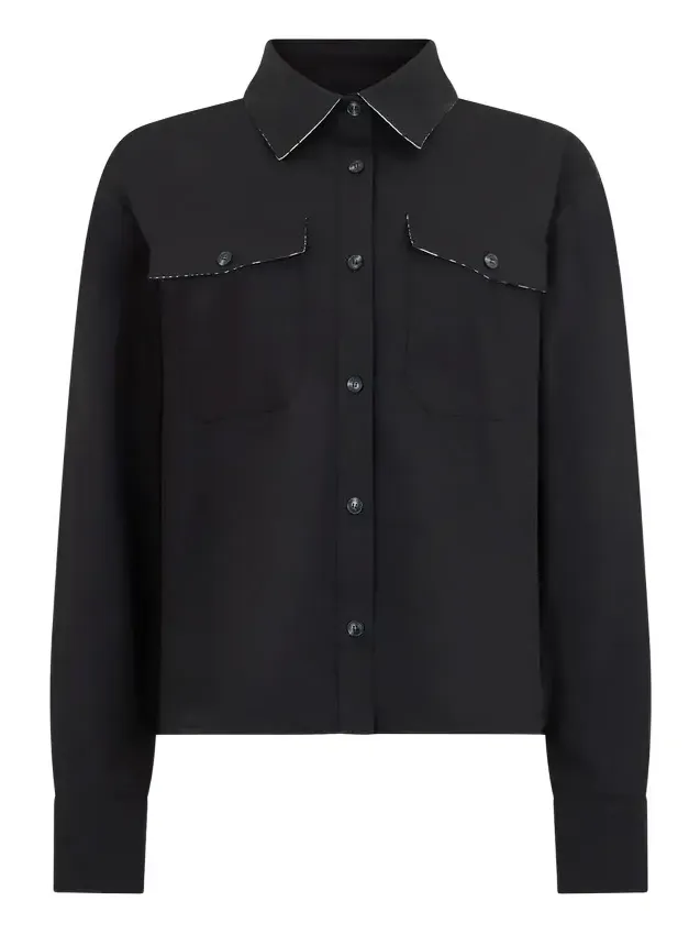 Roberto Cavalli Black Shirt With Contrast Stitching