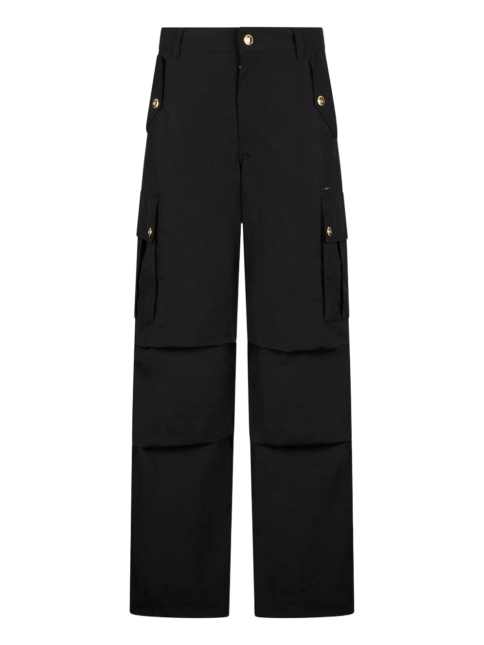 Roberto Cavalli Black Cargo Trousers With Gold Buttons