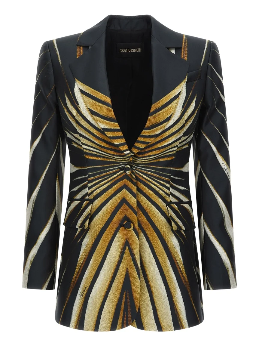 Ray Of Gold Print Silk Jacket Ray Of Gold Print Silk Jacket