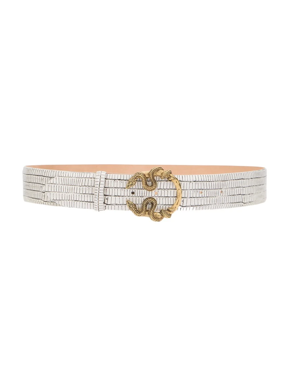 White Leather Belt With Snake Buckle White Leather Belt With Snake Buckle