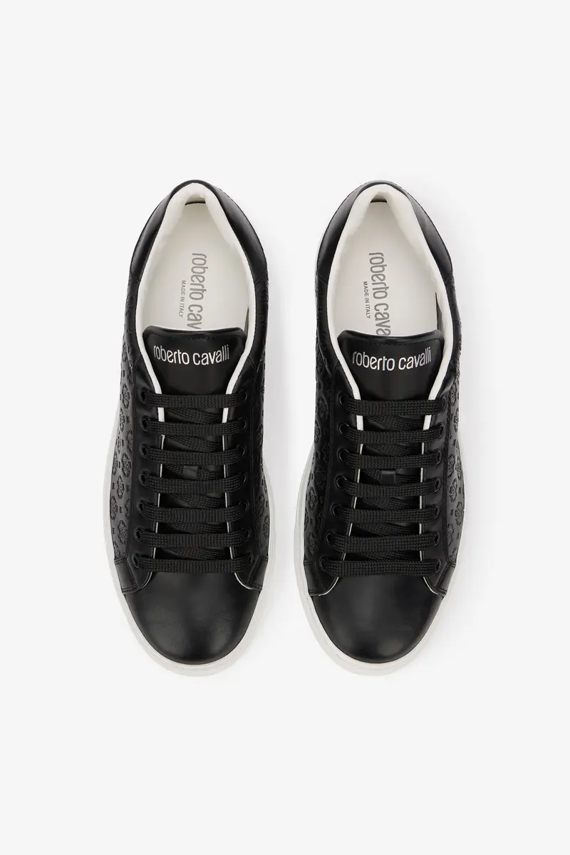 Roberto Cavalli Black Leather Sneaker With Monogram RC | Thumbnail 4 Roberto Cavalli Black Leather Sneaker With Monogram RC | Thumbnail 4