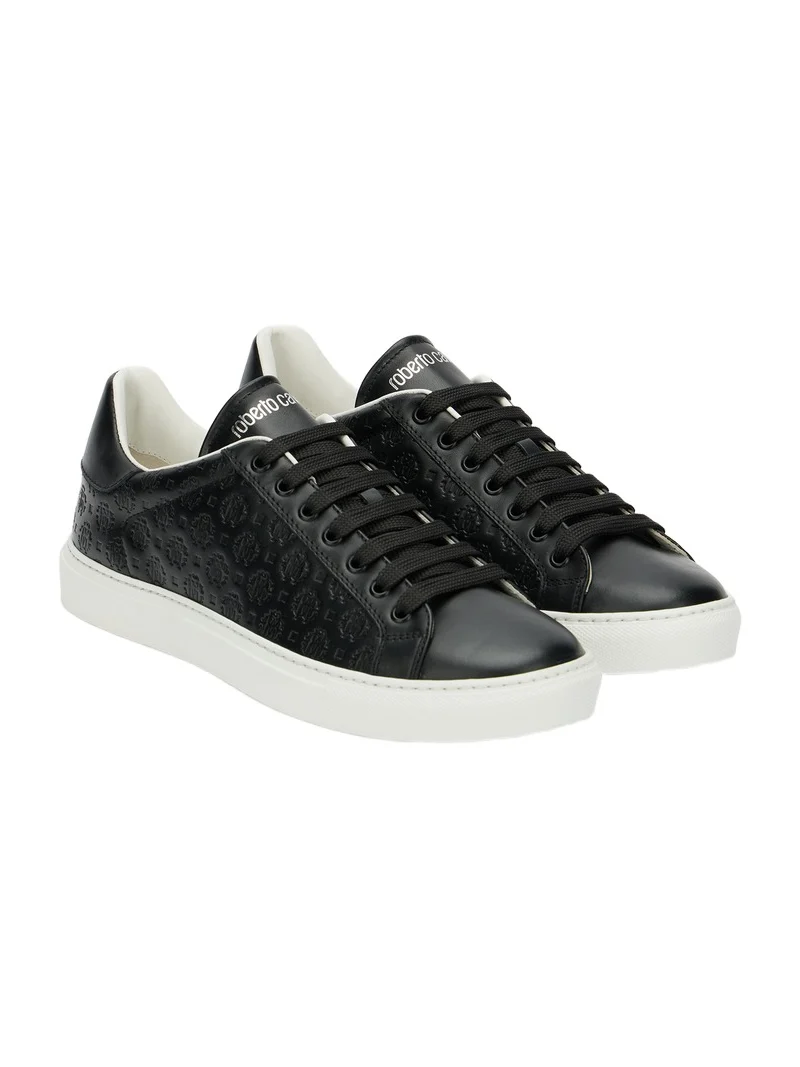 Black Leather Sneaker With Monogram RC