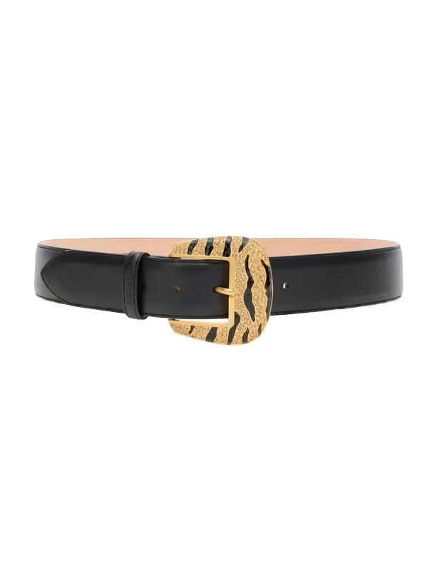 Leopard Skin Belt With Bejeweled Buckle Leopard Skin Belt With Bejeweled Buckle