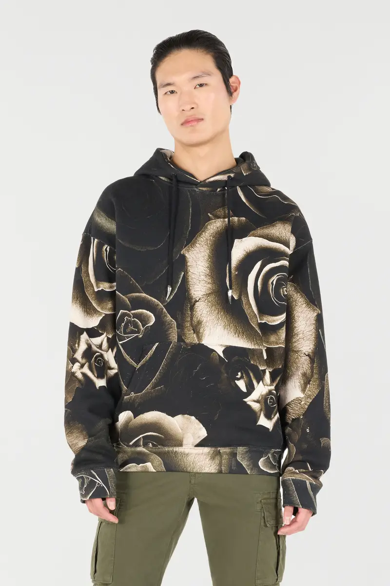 Roberto Cavalli Rose-Print Hooded Sweatshirt | Thumbnail 2