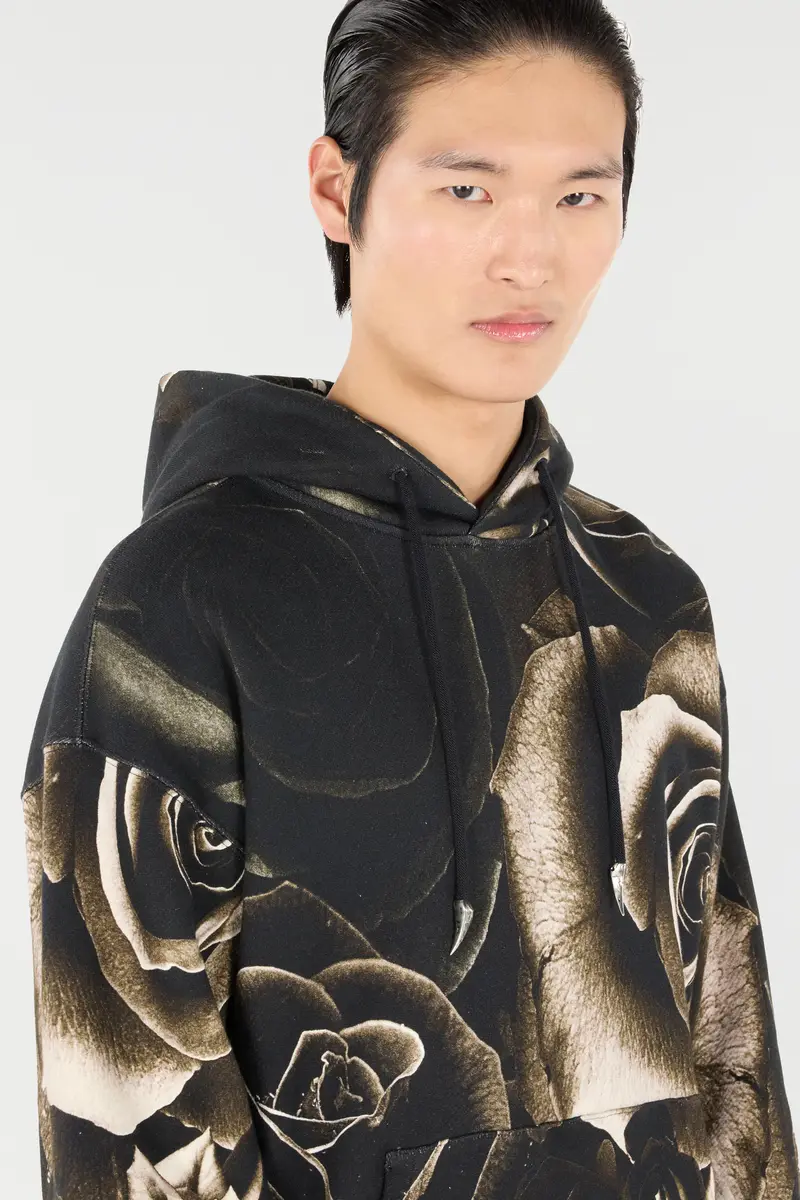 Roberto Cavalli Rose-Print Hooded Sweatshirt | Thumbnail 6