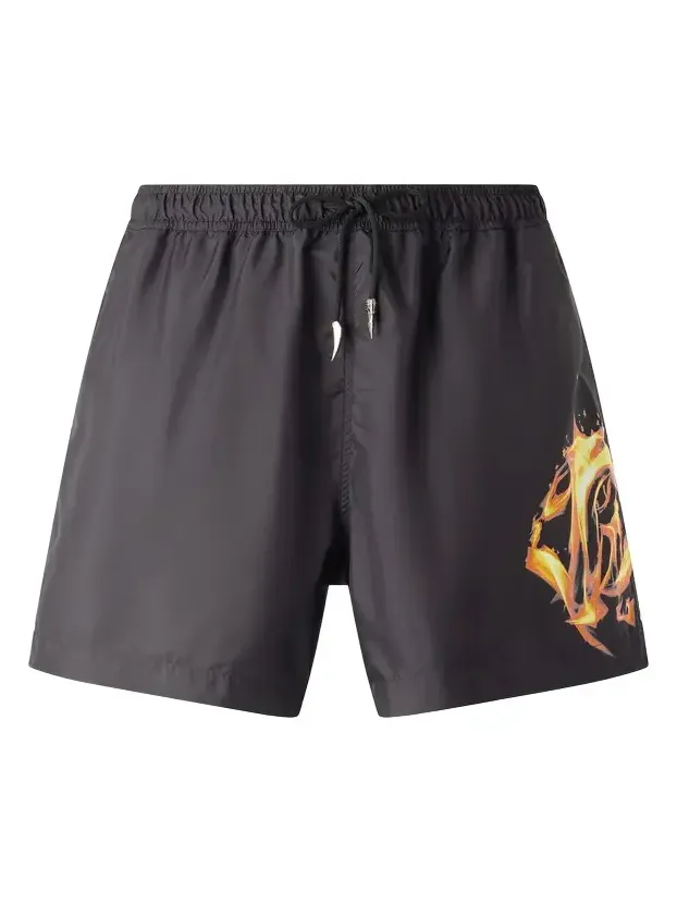 Roberto Cavalli Monogram And Fang Swim Shorts
