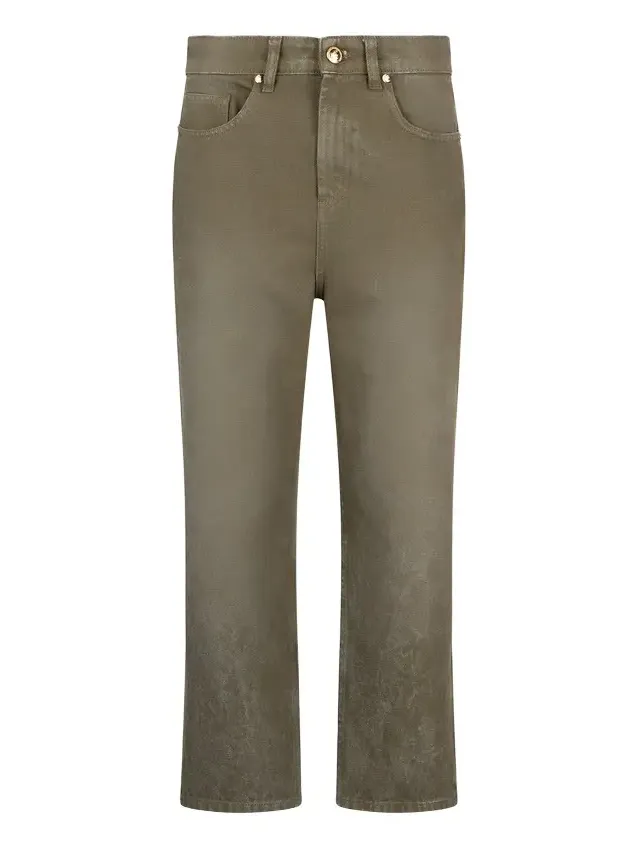 Olive Green Cropped Jeans