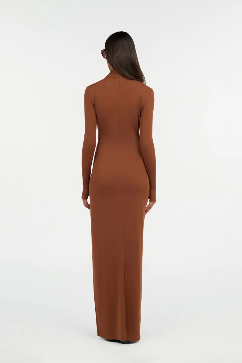 Roberto Cavalli Brown Maxi Dress With Twisted Neckline | Thumbnail 3