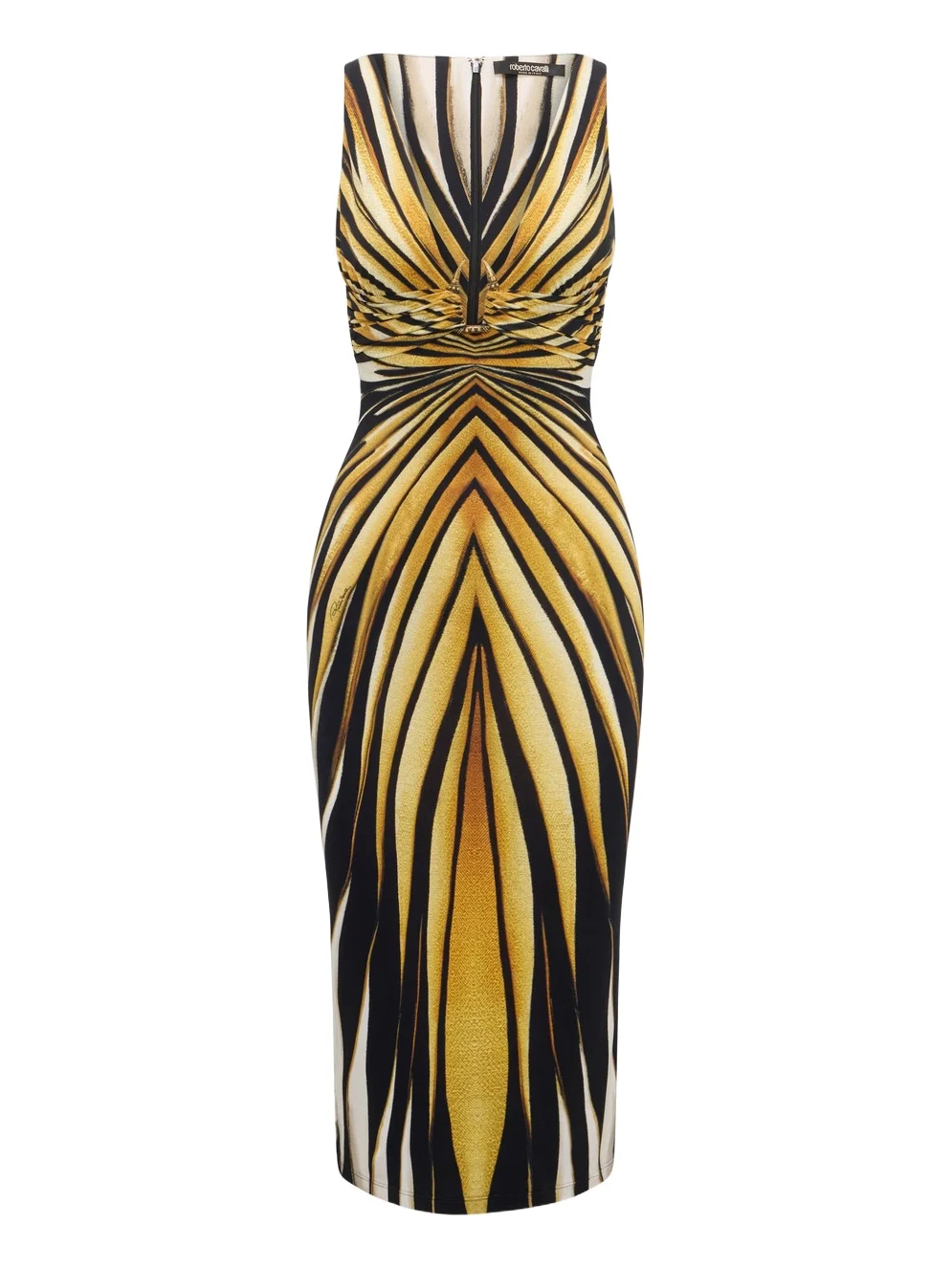 Ray Of Gold Print Dress Midi