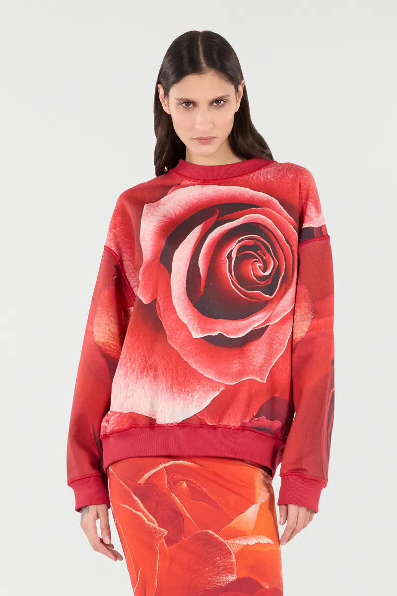 Roberto Cavalli Sweatshirt With Maxi-Rose Print | Thumbnail 2 Roberto Cavalli Sweatshirt With Maxi-Rose Print | Thumbnail 2