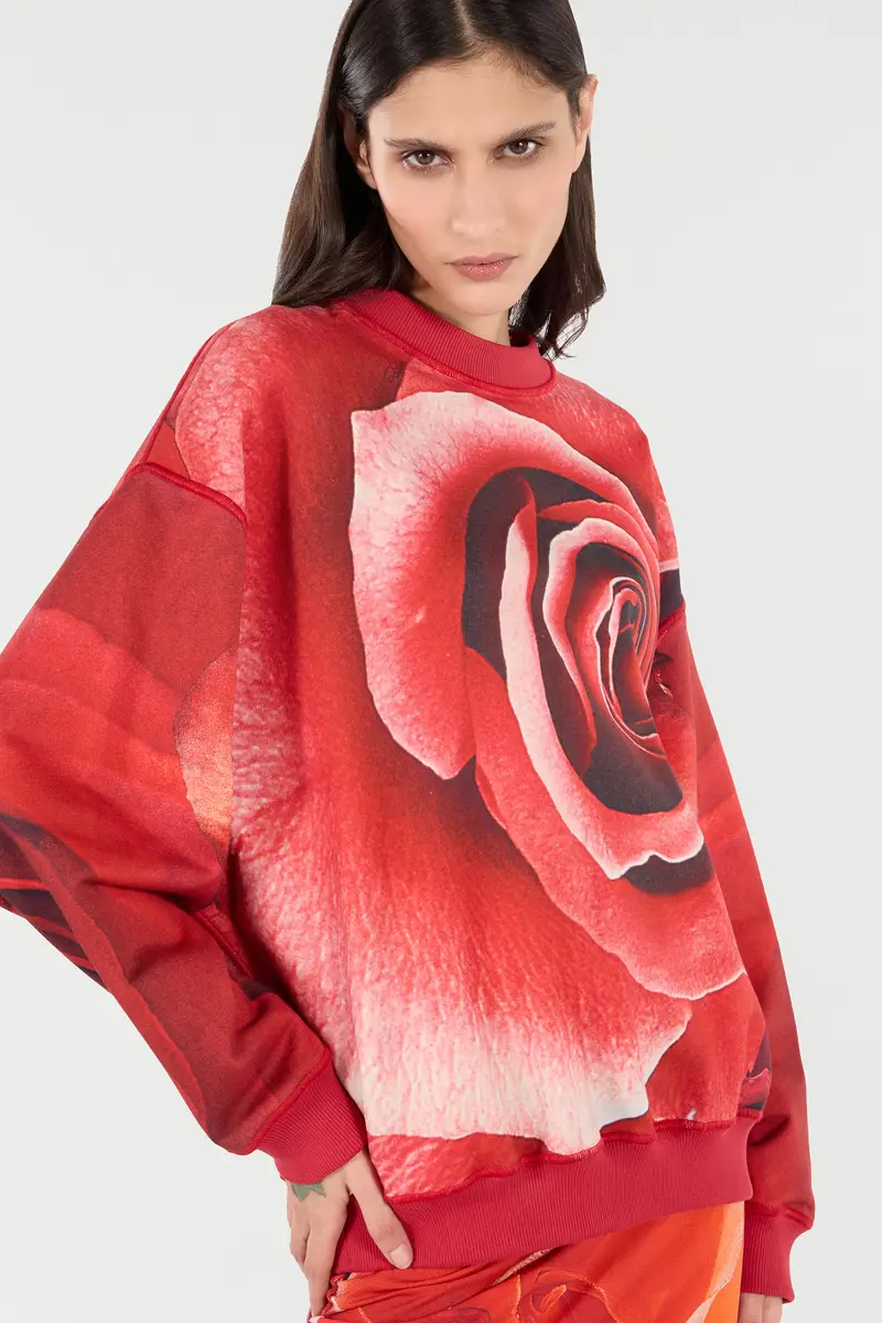 Roberto Cavalli Sweatshirt With Maxi-Rose Print | Thumbnail 5 Roberto Cavalli Sweatshirt With Maxi-Rose Print | Thumbnail 5