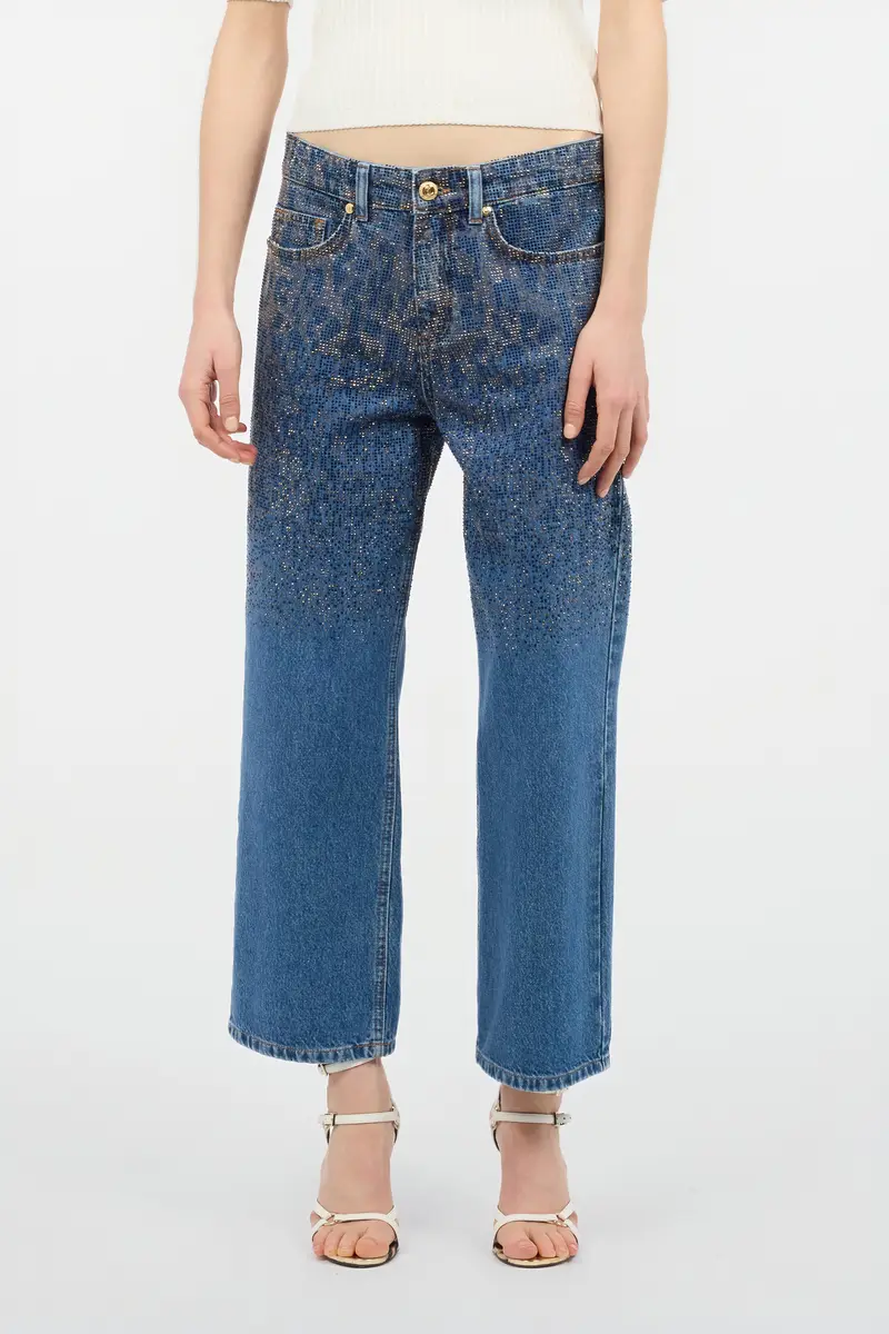 Roberto Cavalli Denim Culotte Jeans With Rhinestones | Thumbnail 2