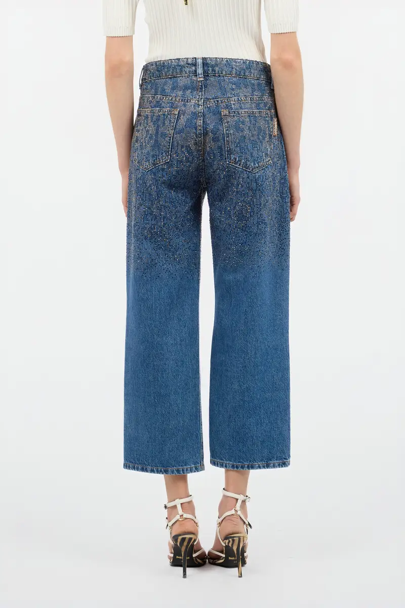 Roberto Cavalli Denim Culotte Jeans With Rhinestones | Thumbnail 3