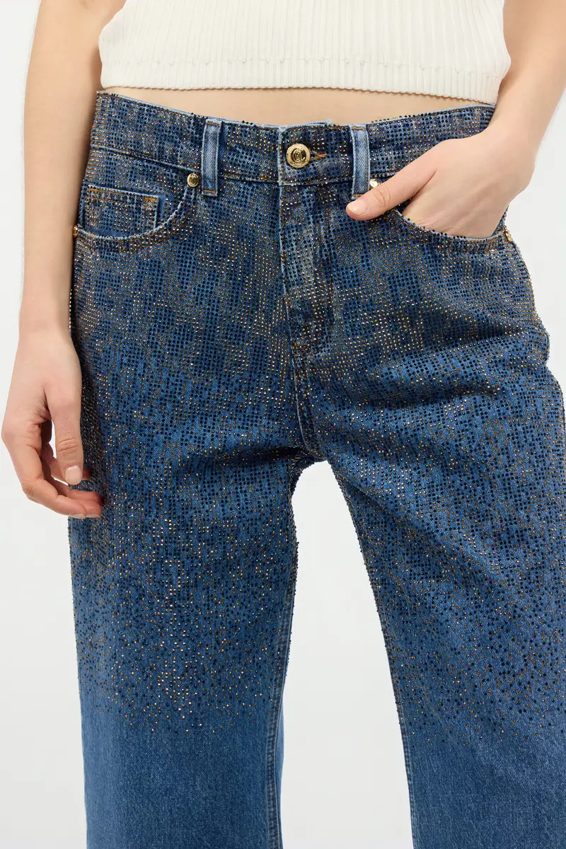 Roberto Cavalli Denim Culotte Jeans With Rhinestones | Thumbnail 5