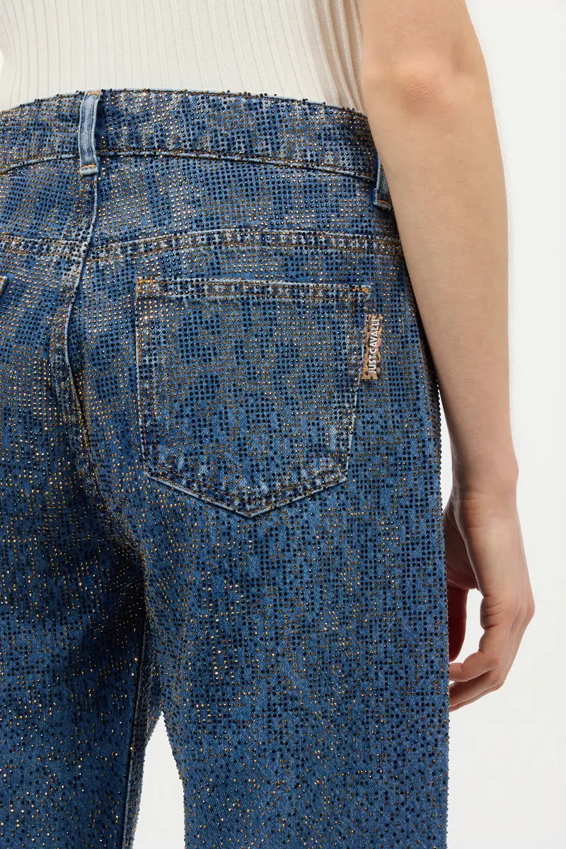 Roberto Cavalli Denim Culotte Jeans With Rhinestones | Thumbnail 6