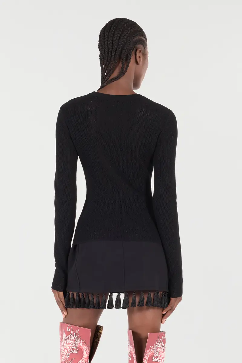 Roberto Cavalli Micro-Openwork Sweater With Dragon | Thumbnail 3