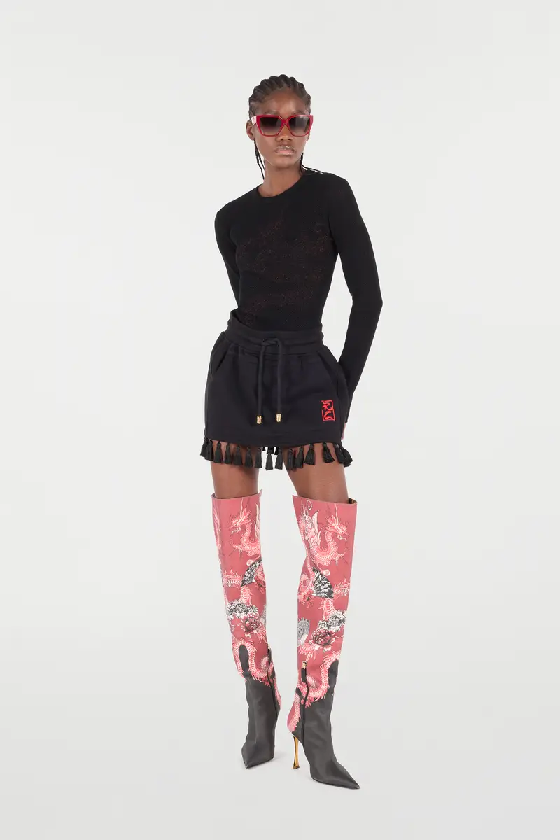 Roberto Cavalli Micro-Openwork Sweater With Dragon | Thumbnail 6