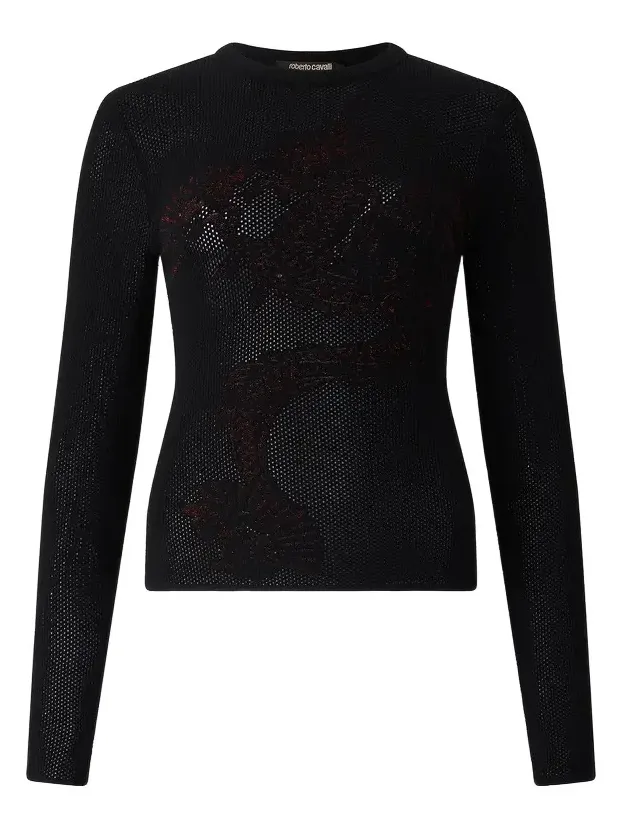Micro-Openwork Sweater With Dragon