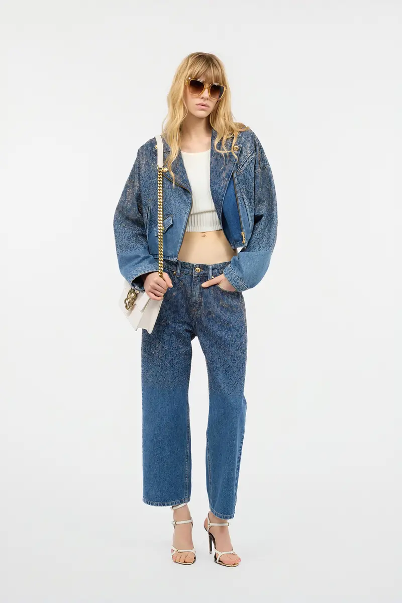 Roberto Cavalli Cropped Denim Jacket With Rhinestones | Thumbnail 7 Roberto Cavalli Cropped Denim Jacket With Rhinestones | Thumbnail 7