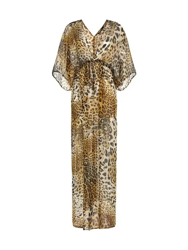 Long kaftan with Jaguar Skin print Long kaftan with Jaguar Skin print