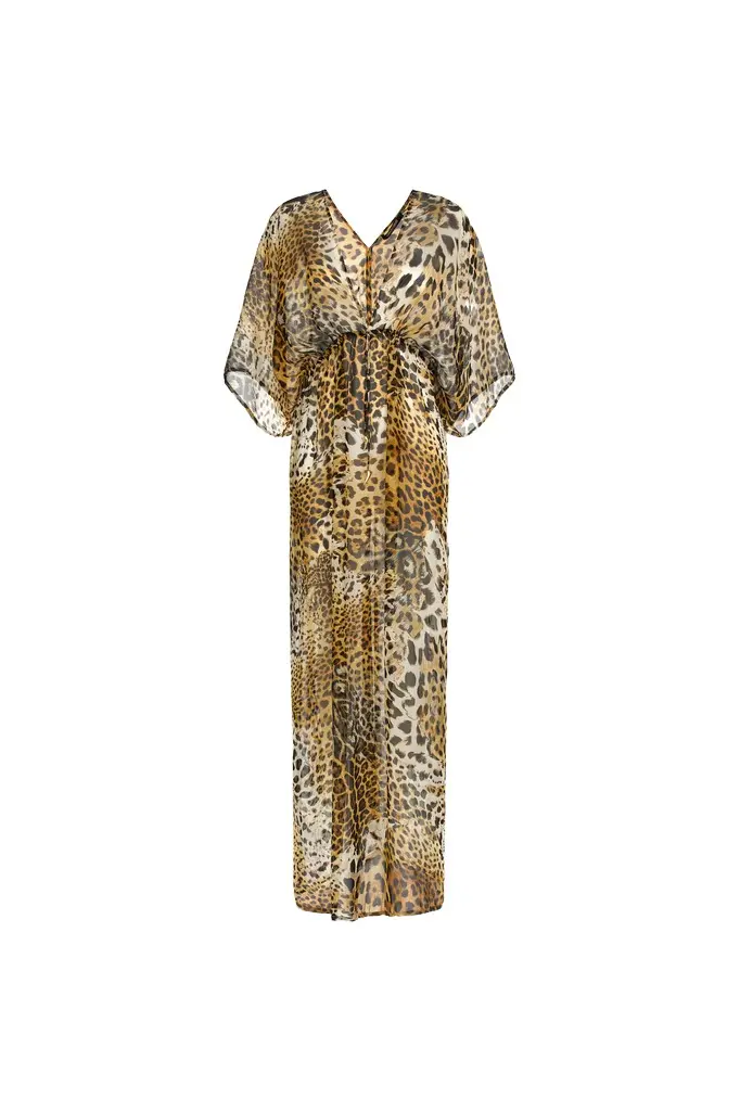 Roberto Cavalli Long kaftan with Jaguar Skin print