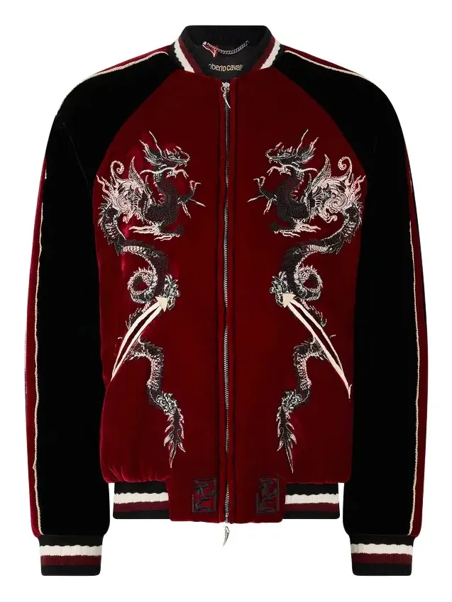 Roberto Cavalli Bomber Jacket With Dragons