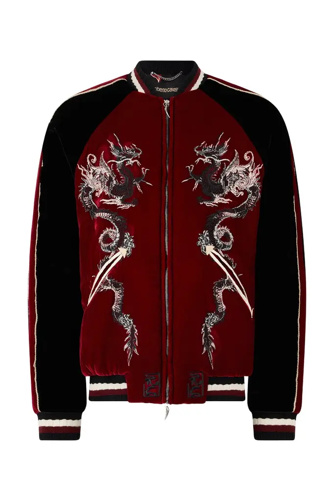 Roberto Cavalli Bomber Jacket With Dragons