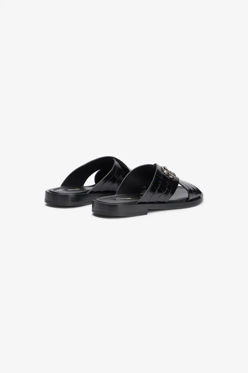 Roberto Cavalli Black Crocodile-Effect Leather sandals | Thumbnail 3 Roberto Cavalli Black Crocodile-Effect Leather sandals | Thumbnail 3