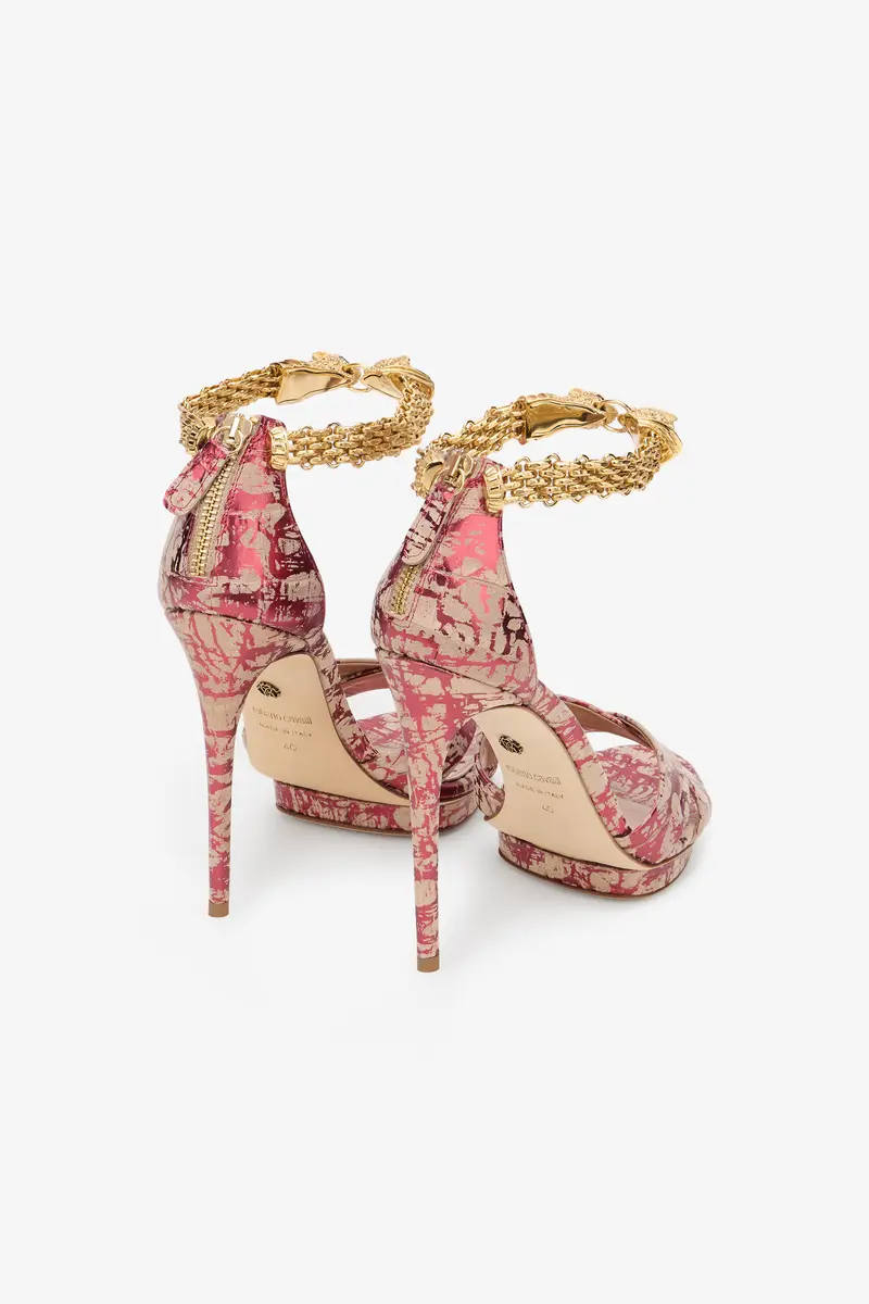 Roberto Cavalli Roar Burgundy Laminated Leather Sandal | Thumbnail 3 Roberto Cavalli Roar Burgundy Laminated Leather Sandal | Thumbnail 3