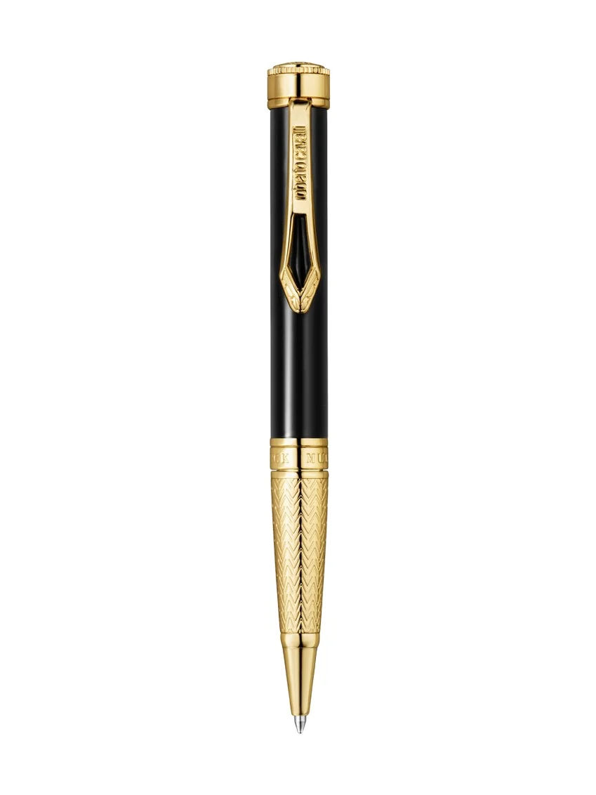 Roberto Cavalli Lacquer Ballpoint Pen, Gold Color & Black Lacquer Roberto Cavalli Lacquer Ballpoint Pen, Gold Color & Black Lacquer