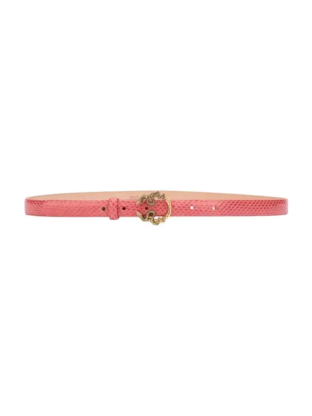 Pink Leather Belt With Snake Buckle Pink Leather Belt With Snake Buckle
