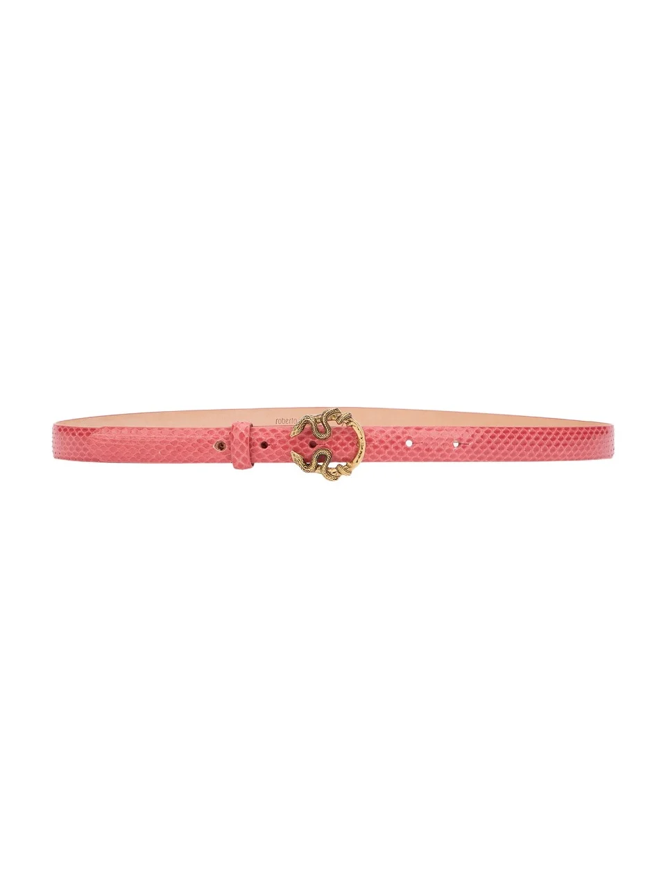 Pink Leather Belt With Snake Buckle