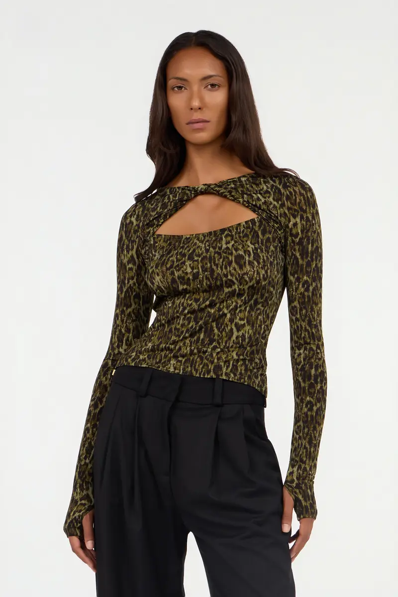 Roberto Cavalli Leopard Skin Print Top with Cut-Out | Thumbnail 2