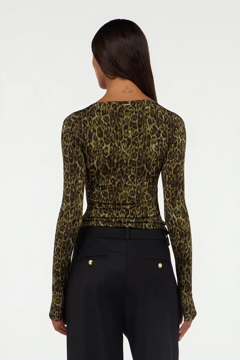 Roberto Cavalli Leopard Skin Print Top with Cut-Out | Thumbnail 3