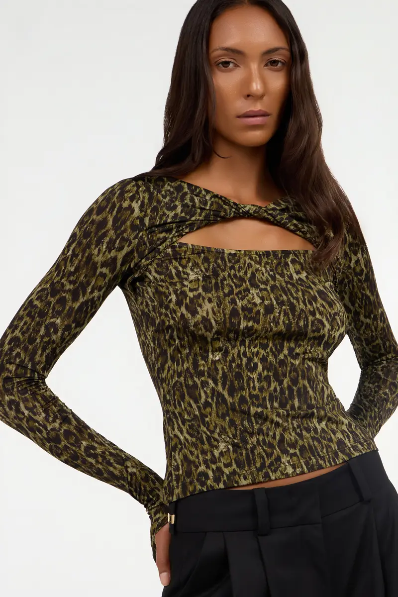 Roberto Cavalli Leopard Skin Print Top with Cut-Out | Thumbnail 5