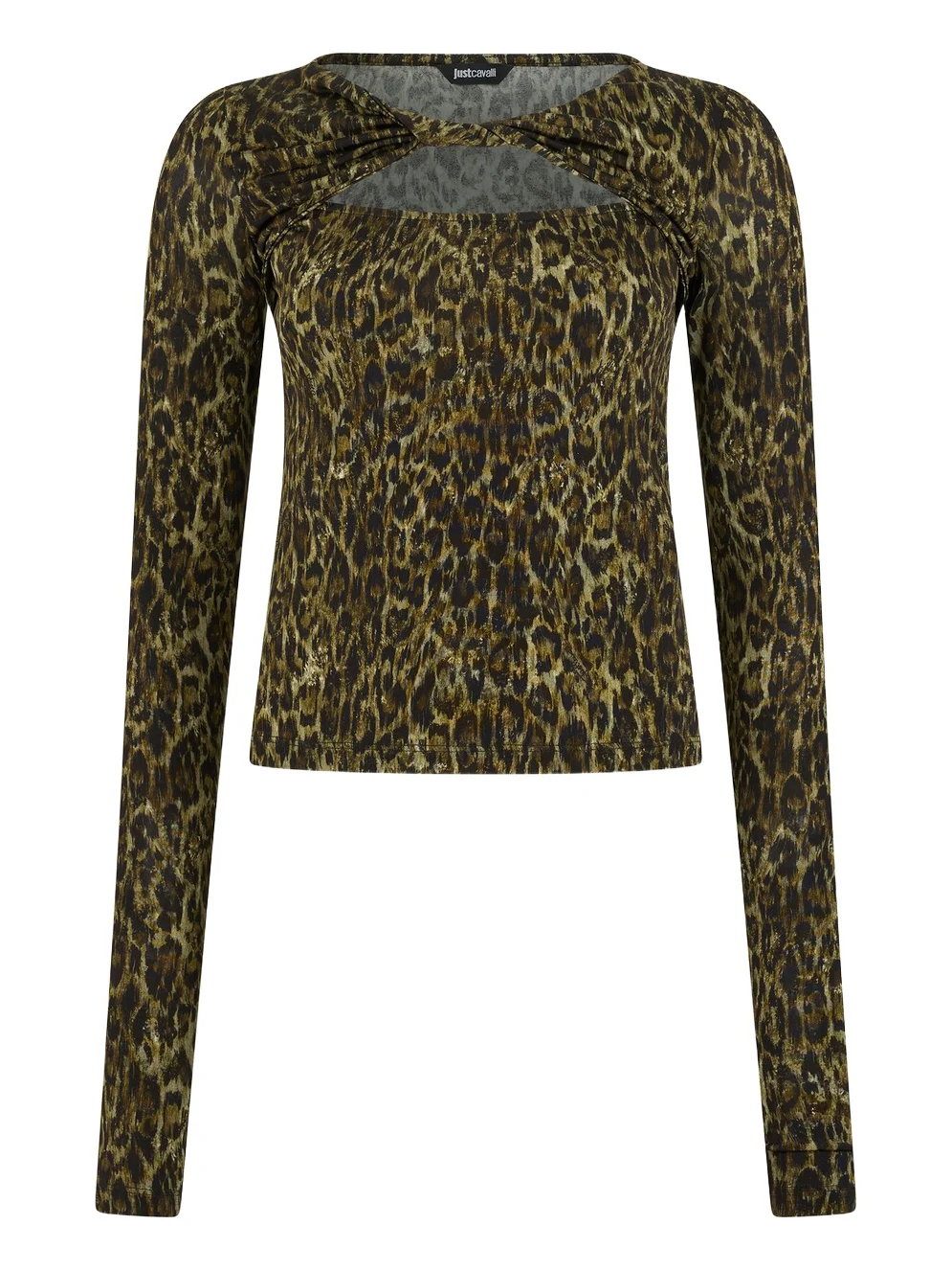 Roberto Cavalli Leopard Skin Print Top with Cut-Out