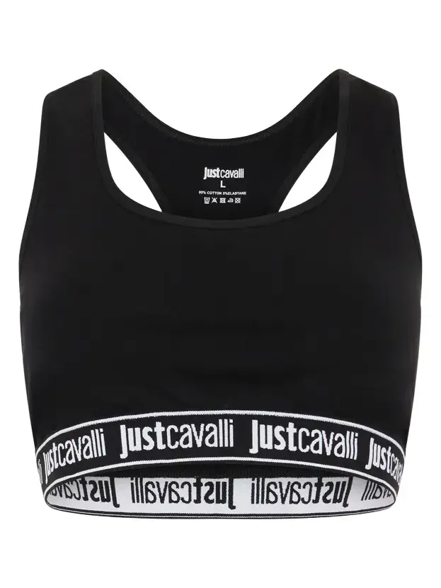 Roberto Cavalli Black Bra With Logo Band