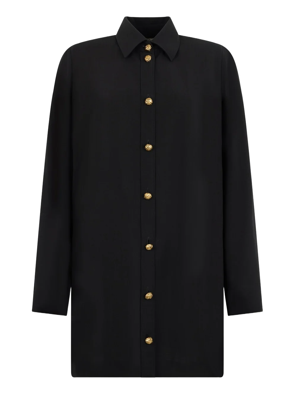 Long Black Wool-Blend Shirt Long Black Wool-Blend Shirt