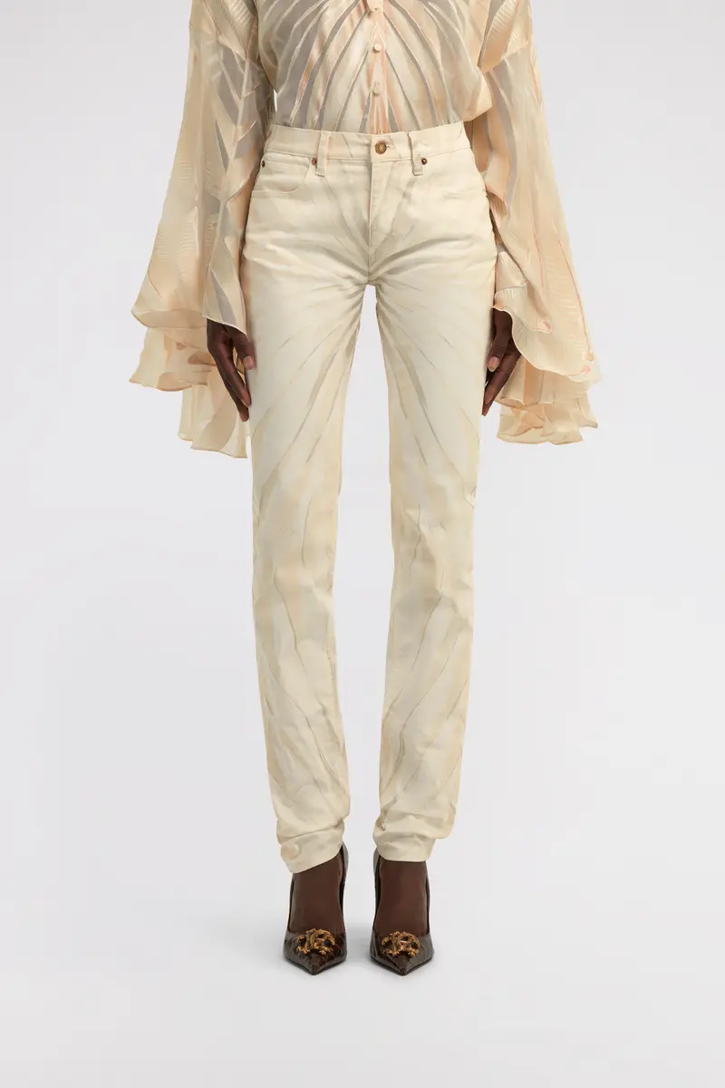 Roberto Cavalli Ray Of Gold Print Skinny Cotton Trousers | Thumbnail 2